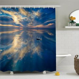 Shower Curtains 3D Sea Natural Scenery Custom Waterproof Polyester Curtain For Bathroom Toilet With Hook Washable