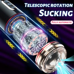 Masturbators Automatic Telescopic Rotation Sucking Male Masturbator Cup Vagina Pocket Blowjob Suction For Men Masturbation Thrusting Sex Toy 230307