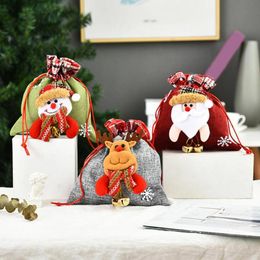 Christmas Decorations Santa Elk Gnome Doll Apple Candy Drawstring Bag Gift Packing Pouch