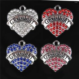 Charms 5PCS GRAMMY Love Heart Crystal Pendant For DIY Necklace Bracelet Chain Party Jewellery Accessories Gift