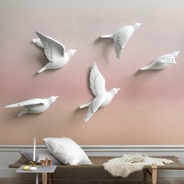 Wall Stickers White Birds Dcor In 3d Decoration Garden Living Room Kids Nordic Figurine Miniatures 230307