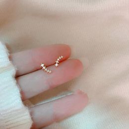 Stud Earrings S925 Silver Needle Micro-inlaid Zircon Mini One 925 Plated 14K Japan And South Korea Cute Simple