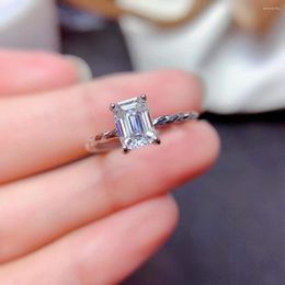 Cluster Rings Emerald Cut 5x7mm 1ct Moissanite D Colour Engagement Wedding Ring 925 Sterling Silver Solitaire