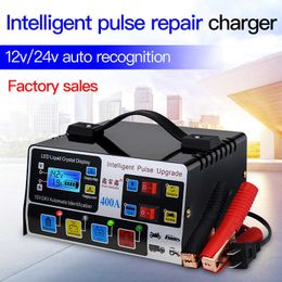 High Power Car Battery Charger, 12V/24V 220W Fully Automatic LCD Display Intelligent Pulse Repair Charger