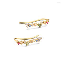 Stud Earrings LAMOON Ear Cuffs 925 Sterling Silver Earring For Women Color Zircon Cuff K Gold Plated Jewelry Accessories Gift EI166