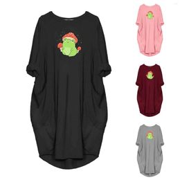 Casual Dresses Women's Loose Dress Fun Graphic Print Crew Neck Two Pockets 3/4 Sleeve Easter Women