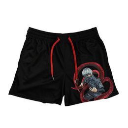 Men's Shorts Anime Tokyo Ghoul Gym Sports Men Casual Clothing Breathable Mesh Quick Dry Sportswear Summer Fitness Bodybuilding 6XL 230307