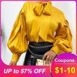 Women's Blouses 2023 Giner Yellow Standard Long Sleeve Blouse Lantern Summer Spring Lady Elegant Women Tops Shirts Female OL