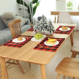 Table Cloth 1 Piece Christmas Decoration Placemat Dining Room Table-knife Fork Plate Plaid Non-woven El Home Scene Layout