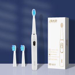 Toothbrush SEAGO Sonic Electric Toothbrush Rechargeable 4 Modes with 3 Replaceable Brush Heads 2 Min Smart Timer Portable for Travel Gift 230308