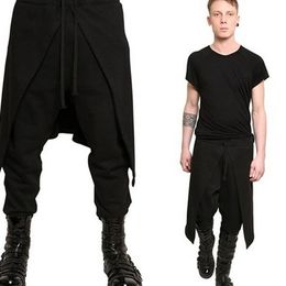Women's Pants s Brand Cool Mens Gothic Punk Style Harem Black Hiphop Wear Loose DrawString Baggy Dancing Crotch Trousers 230307