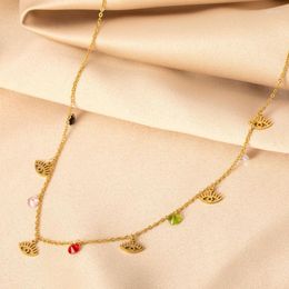 Chains Titanium Steel Chain Clavicle Fashion Creative Devil's Eye Colored Zircon Ladies Necklace Jewelry Gift