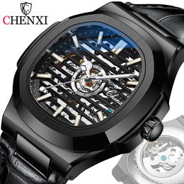 Wristwatches CHENXI Brand Classic Mens Retro Watches Automatic Mechanical Watch Clock Genuine Leather Waterproof Military Wristwat 230307