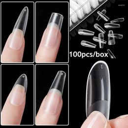 False Nails 100Pcs/Box Coffin/Stiletto/Almond/Square Acrylic Fake Full Cover Nail Tips Extension Long Art Accessories