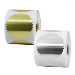 Gift Wrap 200Pcs/roll 50mm Silver Gold Embosser Sticker For Embossing Stamp Customise Blank Seal Labels DIY Invitation Card