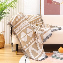 Blankets Throw Blanket With Fringe For Couch Bed Decorative Cozy Woven Warm Throws Reversible Chair Sofa Living Room