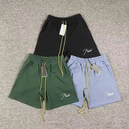 Men's Shorts Embroidery RHUDE Men Women 1 1 Quality Yellow Drawstring White Rhude Breeches 230308