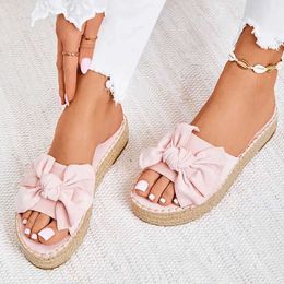 Sandals Women Sandals Sweet Bowknot Platform Sandals 2020 Summer Shoes Woman Wedges Heels Sandalias Mujer Peep Toe Flat Slippers Women Z0306