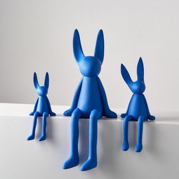 Decorative Objects Figurines Creative Rabbit Statue Nordic Home Living Room Decoration Kawaii Decor Desk Accessories Miniatures for Interior 230307