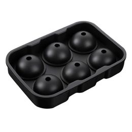 Ice Cream Tools Silicone Ice Cube Trays Round Ice Cube Mould Spheres Ice Ball Maker (6 Round Ice Ball Black) Z0308