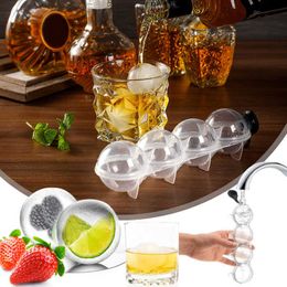 Ice Cream Tools Kitchen Ice Box Ice Cream Maker Tool 4 Hole Ice Cube Makers Round Ice Hockey Mould Vodka Ball Ice Mould Bar Party Articles Z0308