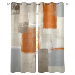 Curtain Orange Paint Graffiti Abstract Blackout Curtains For Living Room Bedroom Window Treatment Blinds Drapes Kitchen