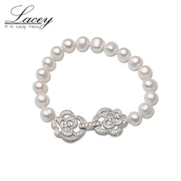 Charm Bracelets Natural Freshwater Pearl Wedding For Women Real Strand Bride Present Fashion Flower 230307