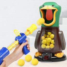 Novelty Games Hungry Shooting Duck Toys 98K Pistol Air powered Gun Soft Bullet Ball Scoring Battle With Light Can Walk Kids Gifts 230308