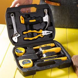 Professional Hand Tool Sets Box 8-piece Maintenance Kit Hammer Open End Wrench Pliers Screwdriver Art Knife Measuring Pencil Tape