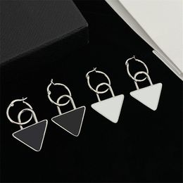 Silver Border Triangle Eardrop Women Large Ring Charm Lady Simple Generous Temperament Jewellery