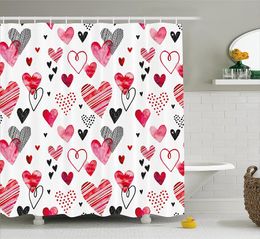 Shower Curtains Valentine Curtain Different Types Of Heart Shapes Romance Love Theme Watercolour Striped Art Bathroom Home Decor