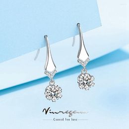 Dangle Earrings Vinregem 925 Sterling Silver 18K White Gold 2CT Moissanite Hook Jewellery For Women Engagement/Anniversary Gift Wholesale