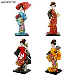 Decorative Objects Figurines 25cm Kawaii Statuette Japanese Geisha Dolls Kimono Belle Girl Lady Collection Home Decor Miniature Gift 230307