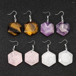 Dangle Earrings Metatron Star Of David Hexagram Yoga Chakra Earring Amethyst Tiger Eye Stone Quartz Crystal Semi-precious Stones Eardrop