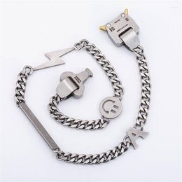 Chains HANGZHI European And American Fashion Hip-hop Punk Street Metal Trendy Titanium Steel Old Antique Safety Buckle Men's Necklace