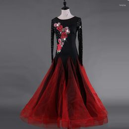 Stage Wear Arrival Modern Dance Dresses For Ladies Red Black Brace Dress Original Women Latino Ballroom Fantasia Costume