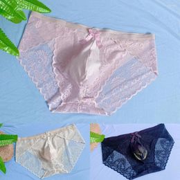 Underpants Sissy Gay Lace Underwear See Thorugh Briefs Sexy Men Ultra-thin Panties Breathable Transparent Erotic Lingerie