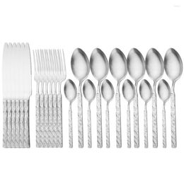 Dinnerware Sets 24pcs High Quality Cutlery Set 304 Stainless Steel Silverware Silver Service Tableware For Kitchen Drop