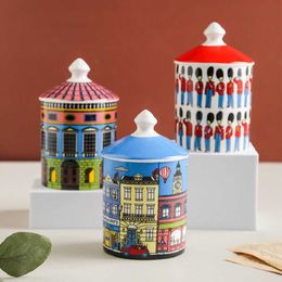 Storage Bottles Jars Colourful Ceramic Candle Jars With Lid Ornament Containers Bocaux Decoration Tarros Decorativos Pot Bougie Barattolo Di Candela J230301