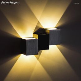 Wall Lamps Feimefeiyou Lamparas Led Modern Brief Cube Up& Down Light Mounted 2W 6W Lamp Indoor Decoration Aluminium Lights