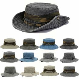 Wide Brim Hats Washed Denim Bucket Hats For Men Women Foldable Uv Protection Camouflage Fishing Hat Men Outdoor Sports Cap Hiking Hunting Caps R230308