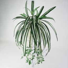 Decorative Flowers 5Heads 65cm Chlorophyt Artificial Plants Wall Hanging Chlorophytum Green PVC Fake Flower Simulation Leaves Garden Decor