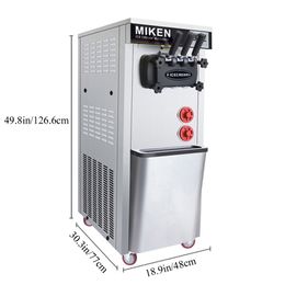 Soft Ice Cream Makers Machine 3 Flavors Gelato Making Machine Stainless Steel Vertical Ice Cream Vending Machine