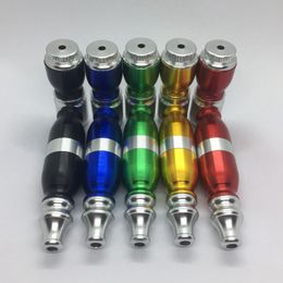 Colorful Aluminium Pipes Torpedo Style Dry Herb Tobacco Portable Filter Silver Screen Removable Handpipes Hand Smoking Easy Clean Cigarette Holder