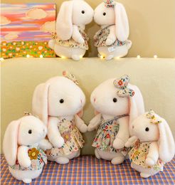 Cute white rabbit plush toy floral skirt rabbit doll grab machine doll girl birthday gift