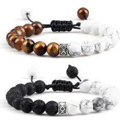 Strand Beaded Strands High Quality 8mm White Howlite Bracelet Men Natural Tiger Eye Lava Stone Onyx Bracelets&Bangles Women Yoga