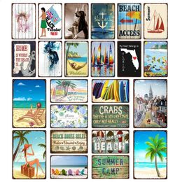 Maldives Summer Beach Art Painting House Rules Decorative Tin Signs Wall Plaque Metal Sign Vintage Pub Art Decoration Home Decor custom signs outdoor metal 30X20 w01
