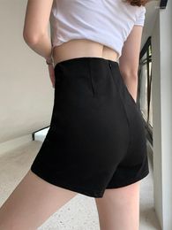 Women's Shorts Suits For Women Summer 2023 High Waisted Straight Slim Zipper Black Casual Korean Fashion Harajuku