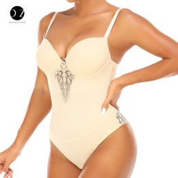 Other Panties Fajas Colombianas Thong Underwear Body Shapers Women Shapewear Bodysuit Sexy Lace Open Crotch Lingerie Vcollar Wireless Bra 230307