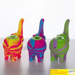 Elephant Silicone Hookah Hand Pipes with Glass Bowl Rig Silicon Smoking Pipe Bongs Oil Dab Rigs